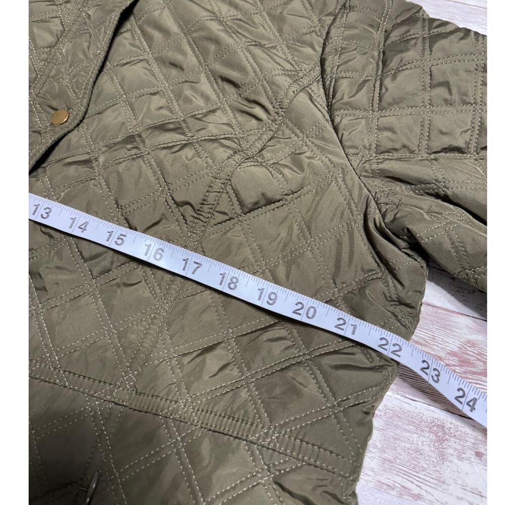 Talbots Petite Quilted Full Zip Button Barn Jacket Coat Size XLP XL Olive Green - Picture 5 of 6